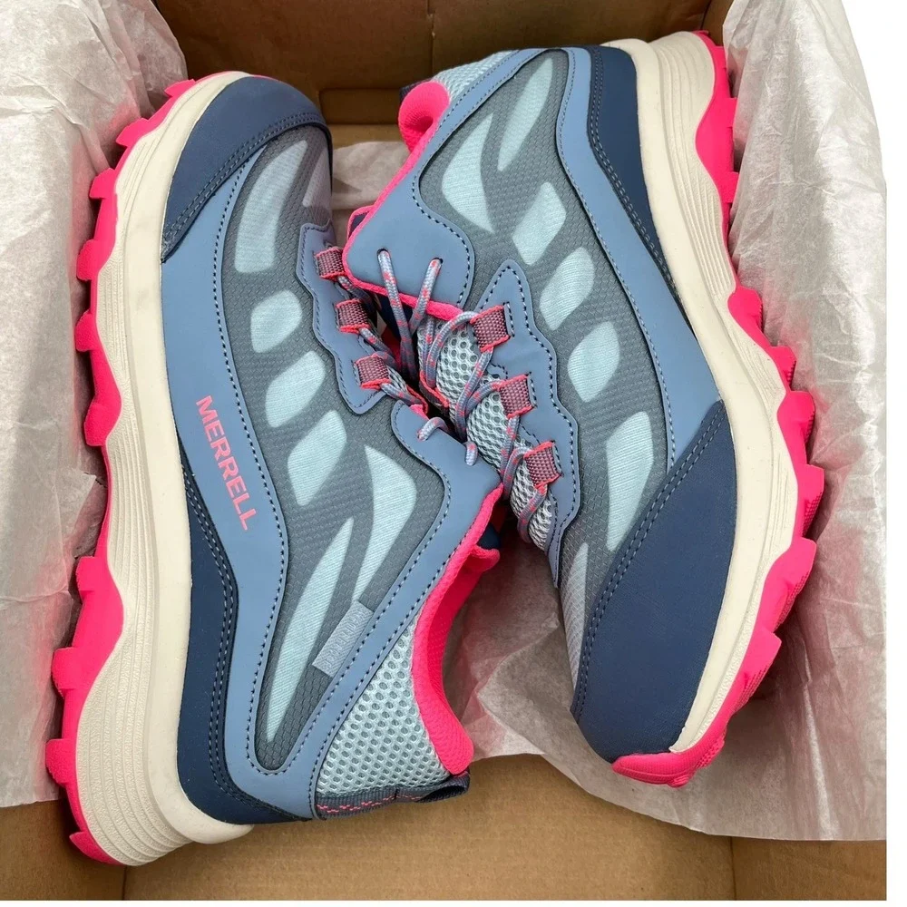 Merrell Moab Speed‎ Youth Big Girls Waterproof Hiking Shoes Size 7 Blue Coral